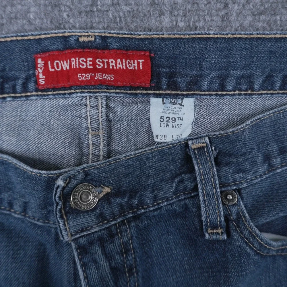 Vintage Levi's 529 Low Rise Straight Jeans Mens 38x30 Blue BAGGY LEG Made In USA
